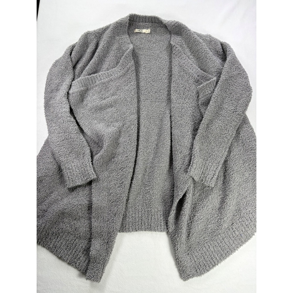 UGG Phoebe Wrap Cardigan Grey Popcorn Knit Open Front Pocket Sweater 1106389 M